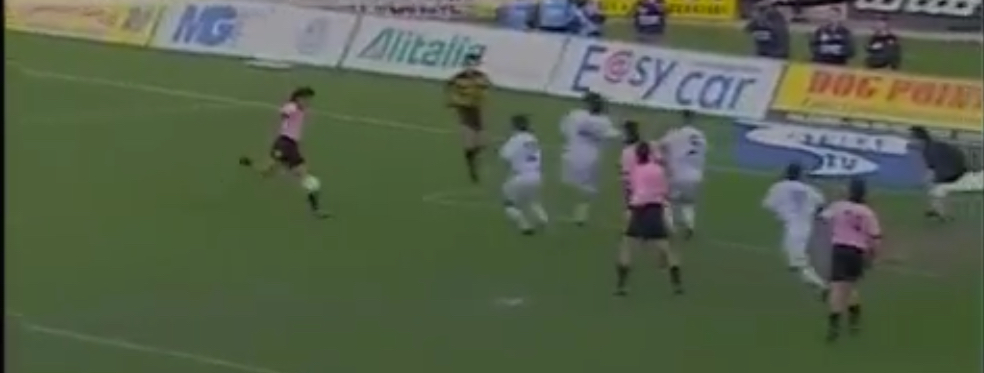 Un frame del gol di Cappioli al 90° contro il Savoia