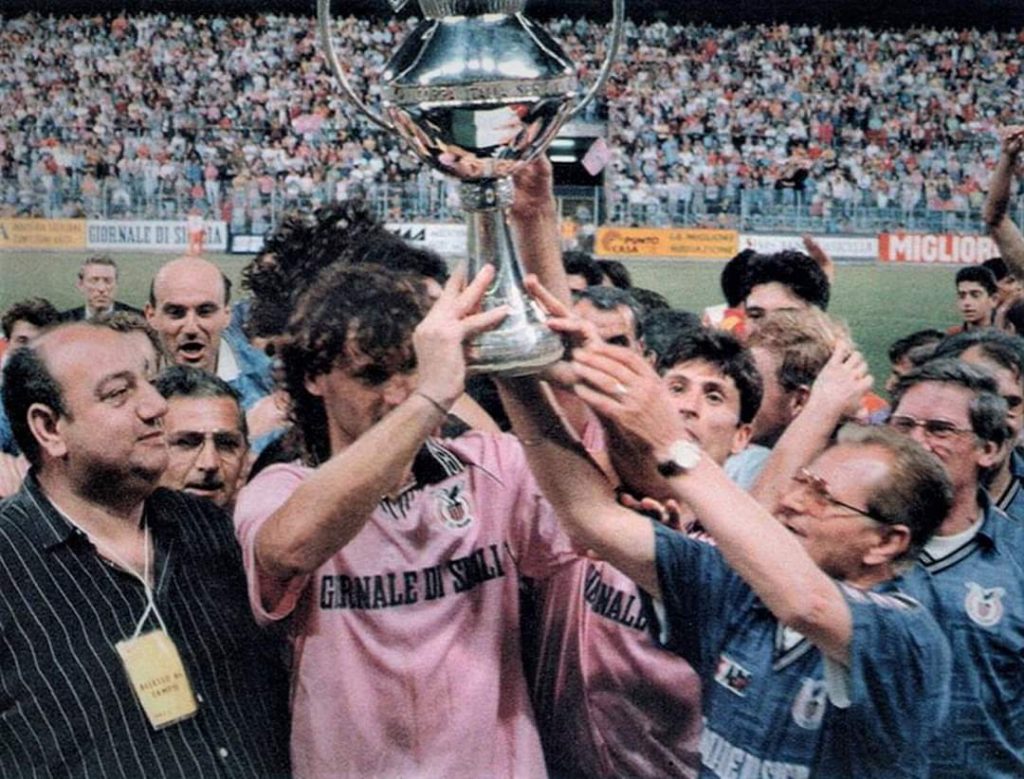 Giacomino accanto a Biffi in occasione della vittoria della Coppa Italia di C
