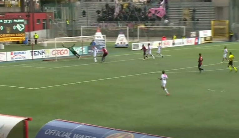 Il primo gol subìto dal Palermo a Poternza