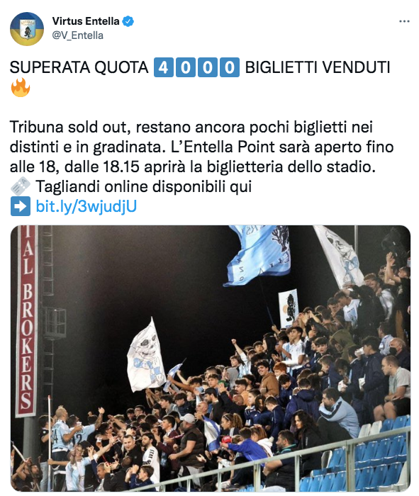 Il Comunale di Chiavari, dal profilo twitter dell'Entella