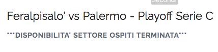 Sold out il settore dedicato ai tifosi ospiti in vista di Feralpisalò-Palermo